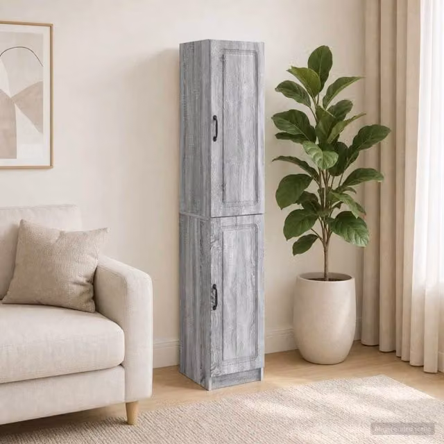 Set di 2 armadi a muro vidaXL in MDF grigio opaco con ante a battente e ripiani interni per soggiorno o ufficio in casa