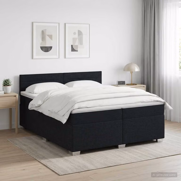 Letto box spring con materasso ibrido vidaXL in tessuto nero L/P: 200 x 200 cm