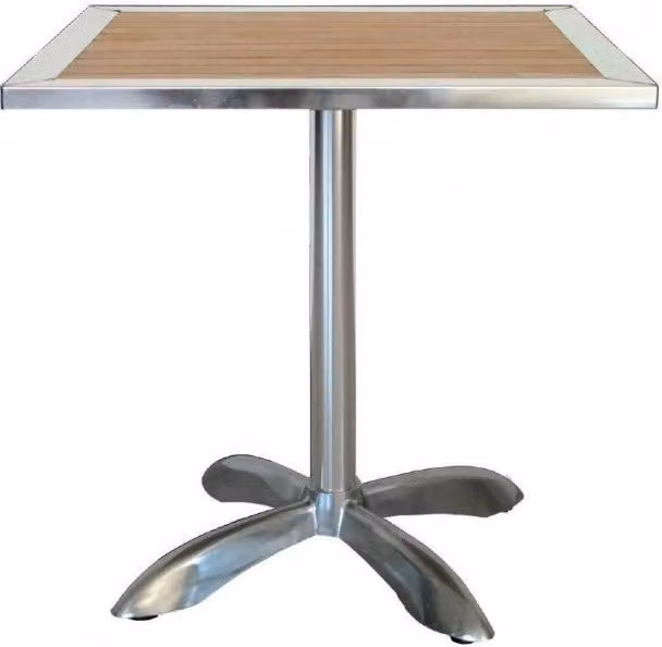 Tavolo da giardino Saragozza PREDA in alluminio argento e legno di teak, L/P: 70 x 70 cm