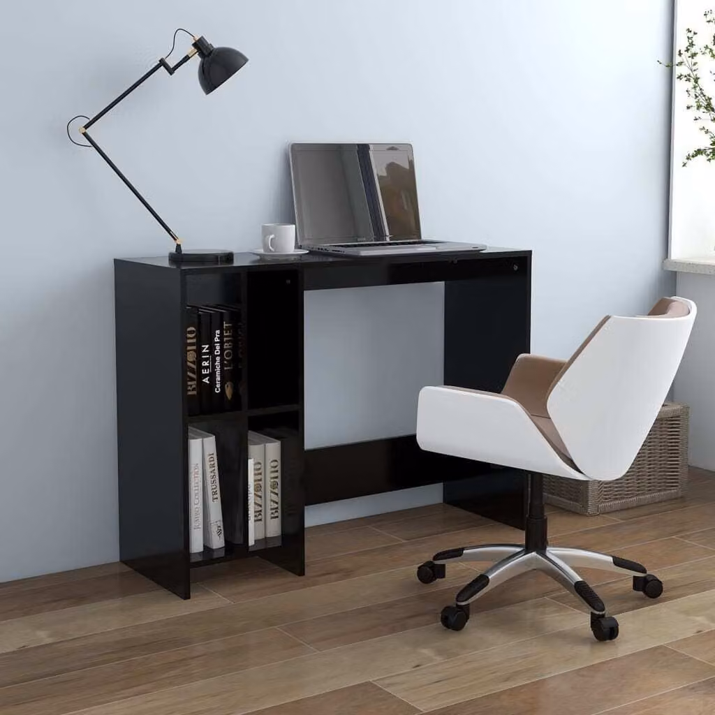 The Living Store Scrivania per computer nera 102,5x35x75 cm Materiale a base di legno