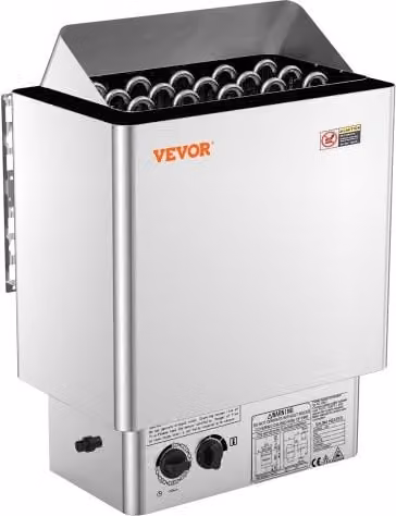 Stufa per Sauna Elettrica VEVOR da 8 kW in Acciaio Inox Argento, Riscaldatore Portatile per Uso Domestico e Commerciale (8-12 m³), 400 V 3 N con Timer Integrato