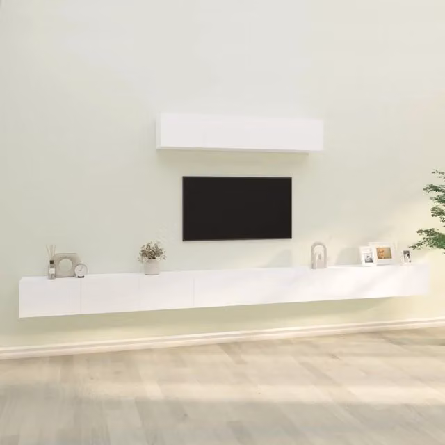 Set di Mobili Porta TV 6 pz-Set di 6 Credenza per TV Bianco in Legno Multistrato 481600
