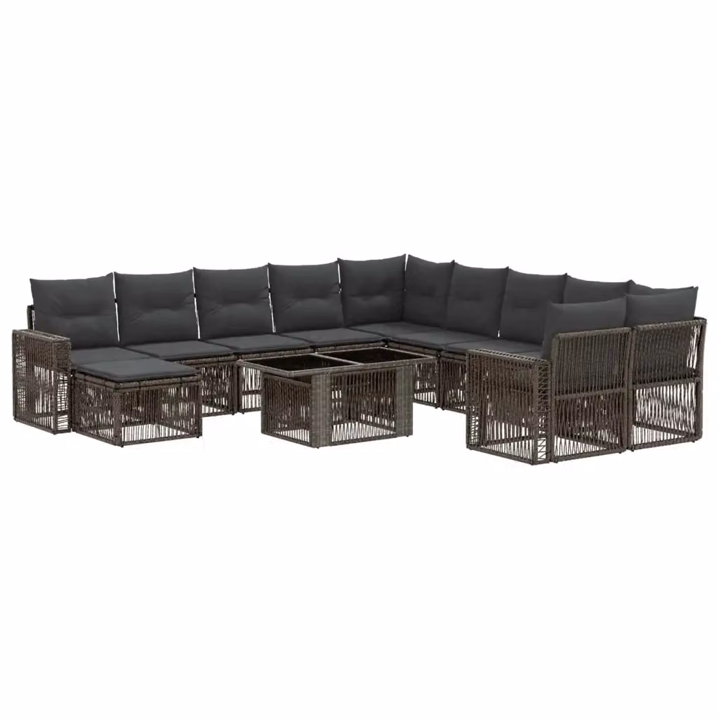 Set Divano da Giardino vidaXL a forma a U con Cuscini, Tavolino e Pouf, Colore Grigio e Antracite – 2