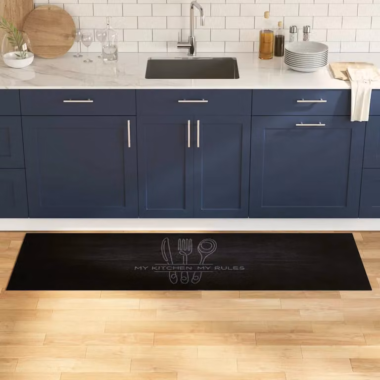 Tappeto da cucina vidaXL nero moderno, antiscivolo e lavabile, L 180 cm x P 60 cm, 100% poliammide