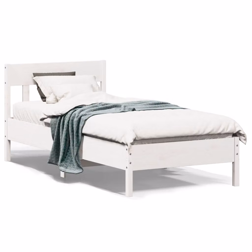 Letto in legno massello di pino bianco vidaXL con doghe fisse L: 80 cm, P: 190 cm, H: 80,5 cm