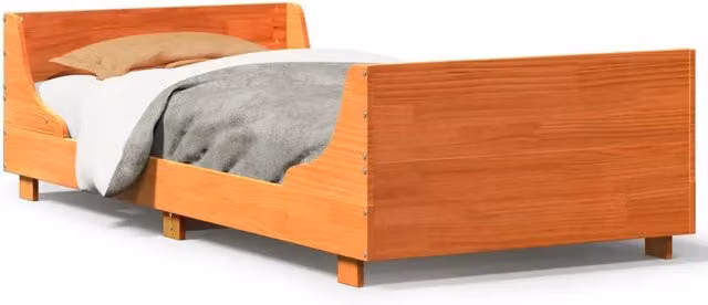 Letto singolo per adulti in legno di pino color marrone cera con doghe in composito L/P/H: 90 x 200 cm – 1
