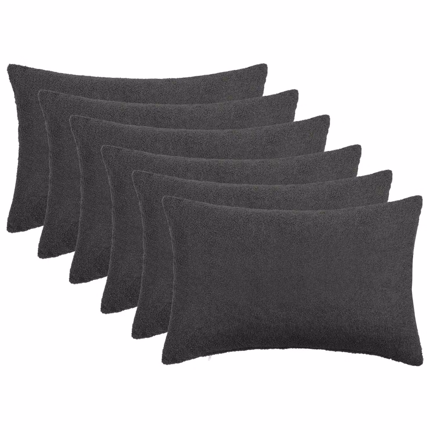 Set di 6 federe vidaXL HEERLEN in tessuto bouclé grigio scuro, L 40 cm x P 60 cm