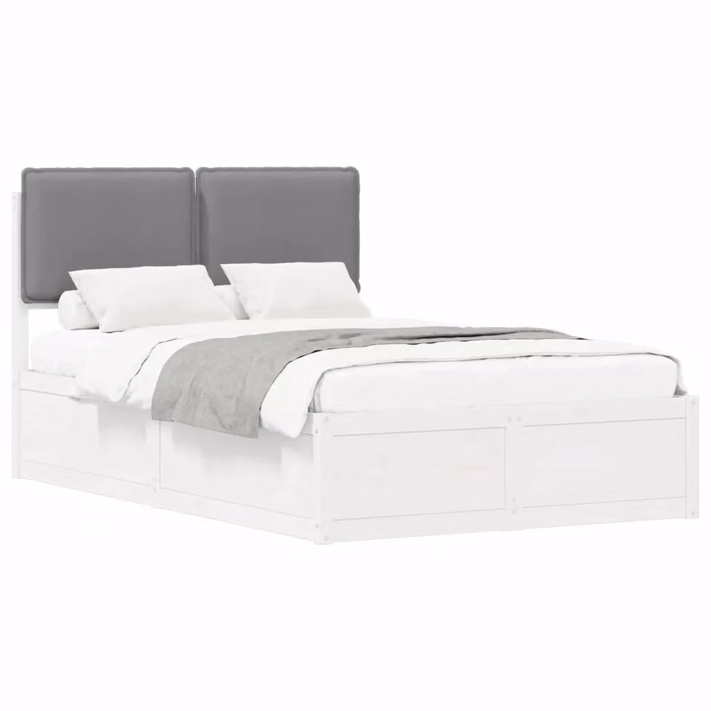 Letto con testiera rivestita vidaXL in legno di pino e tessuto, Grigio, L/P/H: 120 x 200 x 151 cm – 2