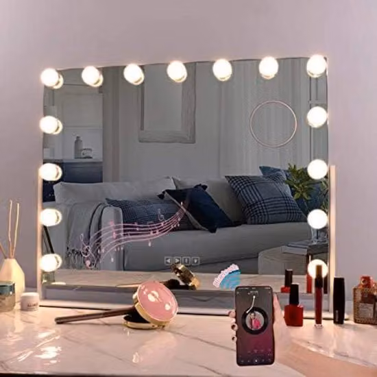 Tavolo di Trucco Hollywood - Tavolo di Trucco con Specchio e Lampade - Specchio per Trucco - Specchio per Trucco con Illuminazione