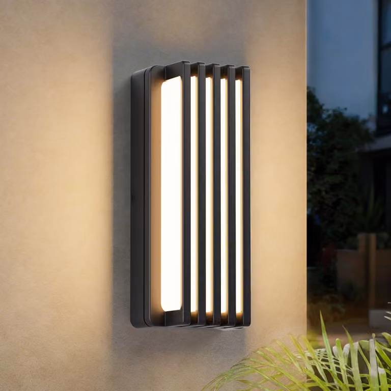 Lampada da parete esterna a LED, 30 W, luce bianco caldo, grado di protezione IP65, alluminio, colore nero