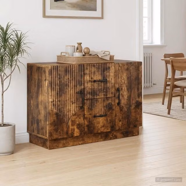 Credenza moderna vidaXL in legno MDF color marrone per soggiorno o sala da pranzo L/P/H: 89 x 34,5 x 57 cm