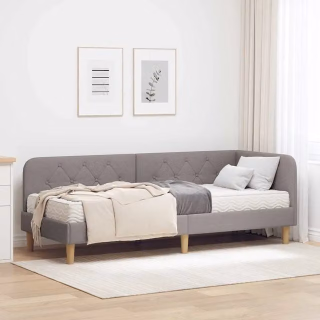 Letto ad angolo con chaise longue asimmetrica vidaXL in tessuto beige o grigio L/P/H: 204 x 80 x 140 cm – 1