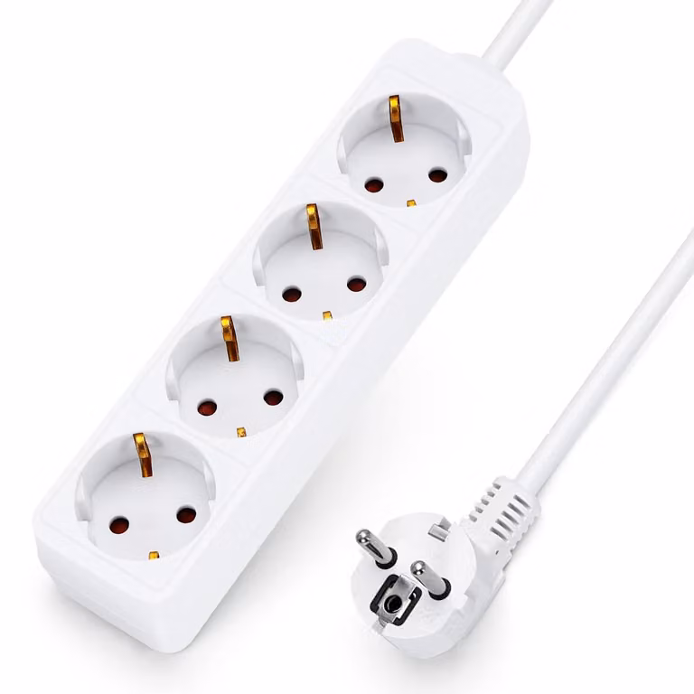 Aigostar, ciabatta multipresa da tavolo con 4 prese, protezione bambini, cavo da 3 metri, colore bianco