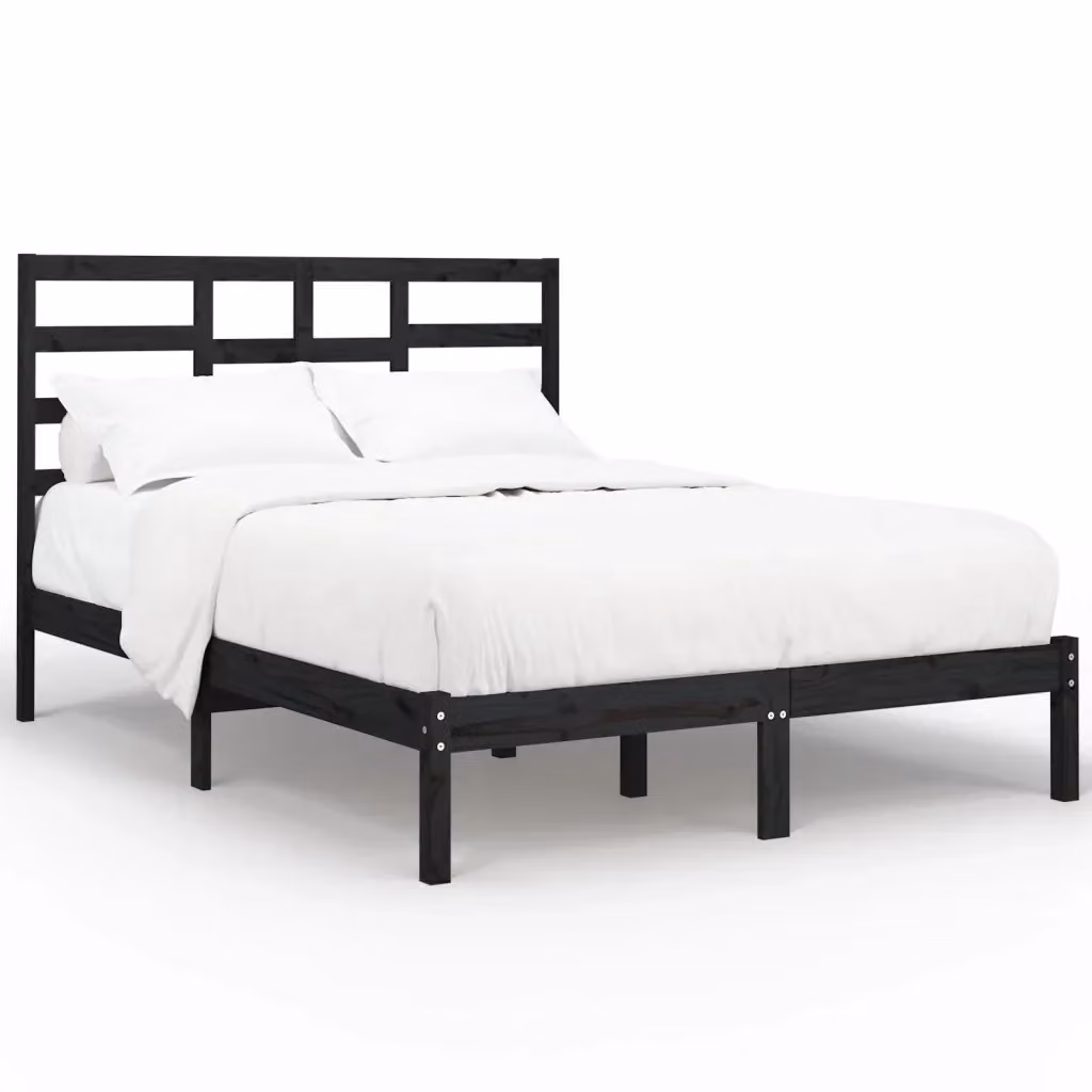 Letto con giroletto vidaXL in legno massello di pino nero L/P/H: 195.5 x 140 x 104 cm – 2