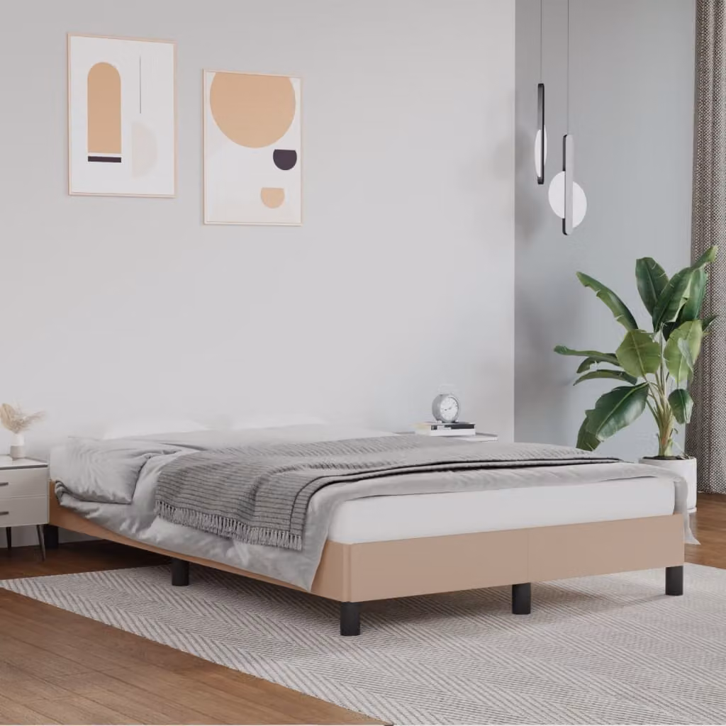 Giroletto vidaXL senza materasso in similpelle beige con struttura in legno e doghe fisse L/P/H: 120 x 200 x 25 cm