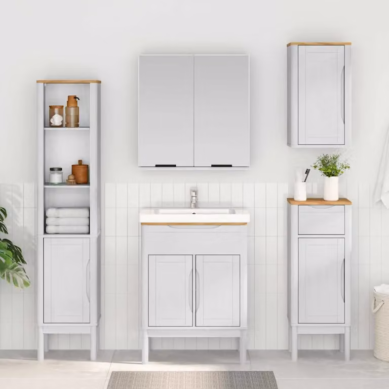Mobiletto bagno alto vidaXL FLORO Bianco con ante a battente e ripiani interni L/P/H: 35 x 30 x 160 cm