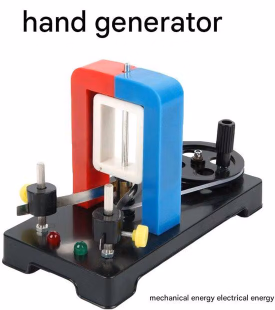 Generatore a forza manuale con motore elettrico, ideale per la scuola e i progetti fai-da-te, generatore di emergenza portatile, kit per esperimenti con motori elettrici, laboratorio di scienze.