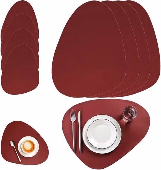 Set di piatti e sottopiatto lavabili da 4 pezzi - Resistente al calore e ovoidale - Per uso domestico, sala da pranzo, hotel e ufficio - 45 x 34 cm - Rosso