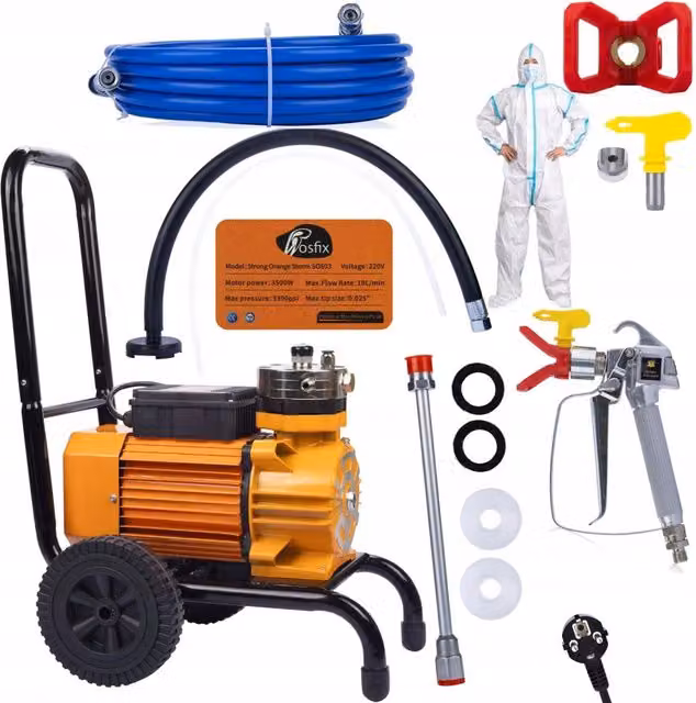 Agitatore per verniciatura airless Rosfix Strong Orange Storm SOS03 colore arancione con pompa in acciaio inox