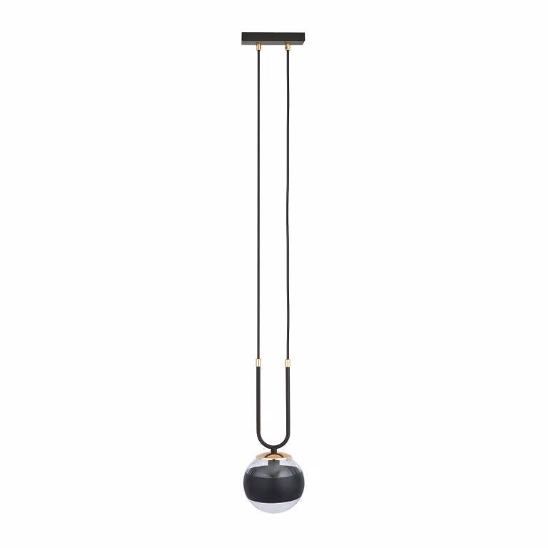 Lampada a sospensione Emibig 1xE14 40W GLAM 1 NERO/RIGHE 1113/1
