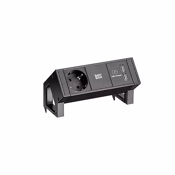 BACHMANN DESK2 1x contatto di terra 1x caricatore USB , nero