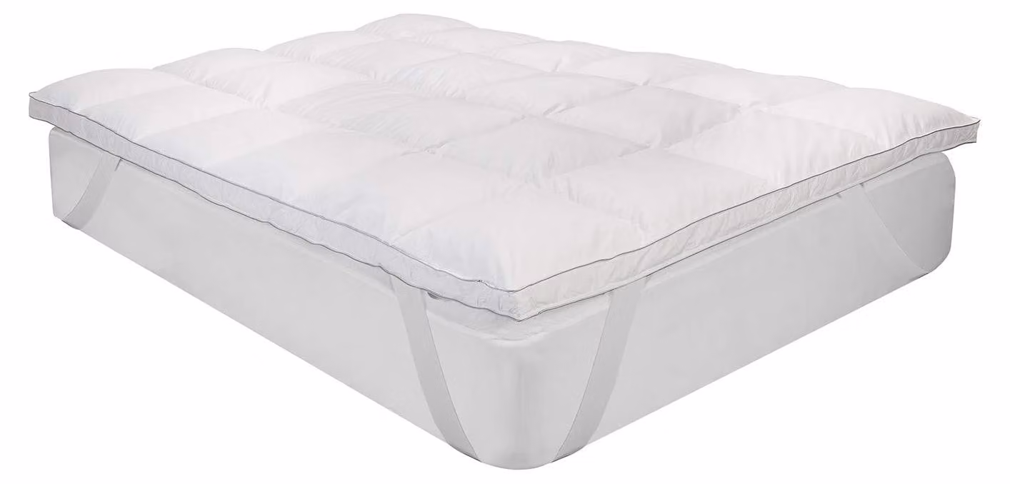 Topper da 9 cm con imbottitura in piume, traspirante, con rivestimento lavabile, dimensioni 180x200 cm