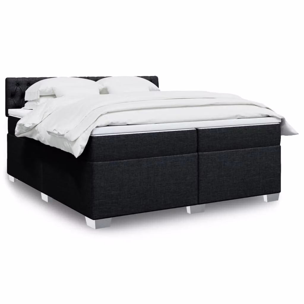 vidaXL Giroletto a Molle con Materasso Nero in Tessuto 200x200 cm – 1