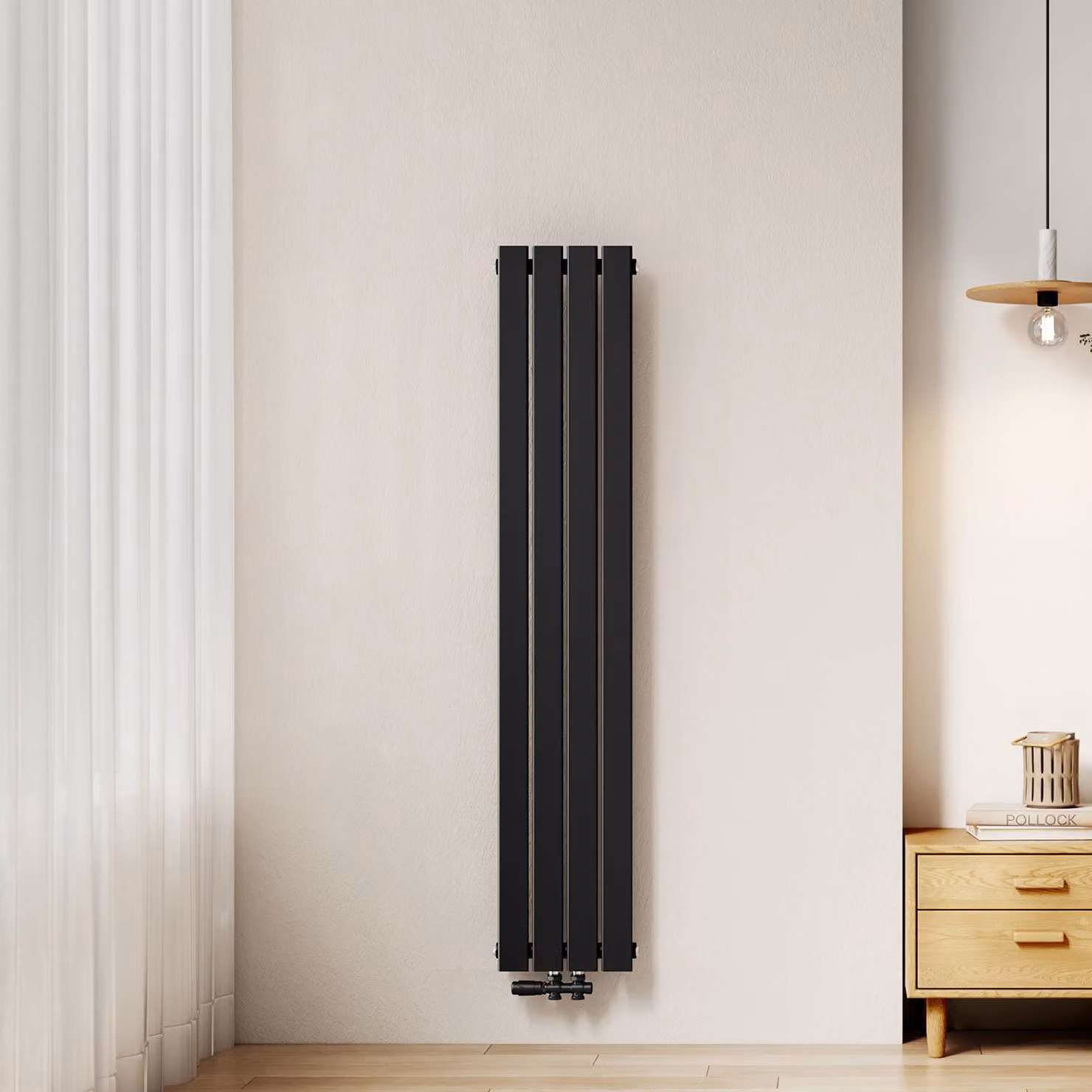 Radiatore EMKE, modello a pannello, piatto, 160 x 30,4 cm, a singolo strato, potenza 501 W, colore nero