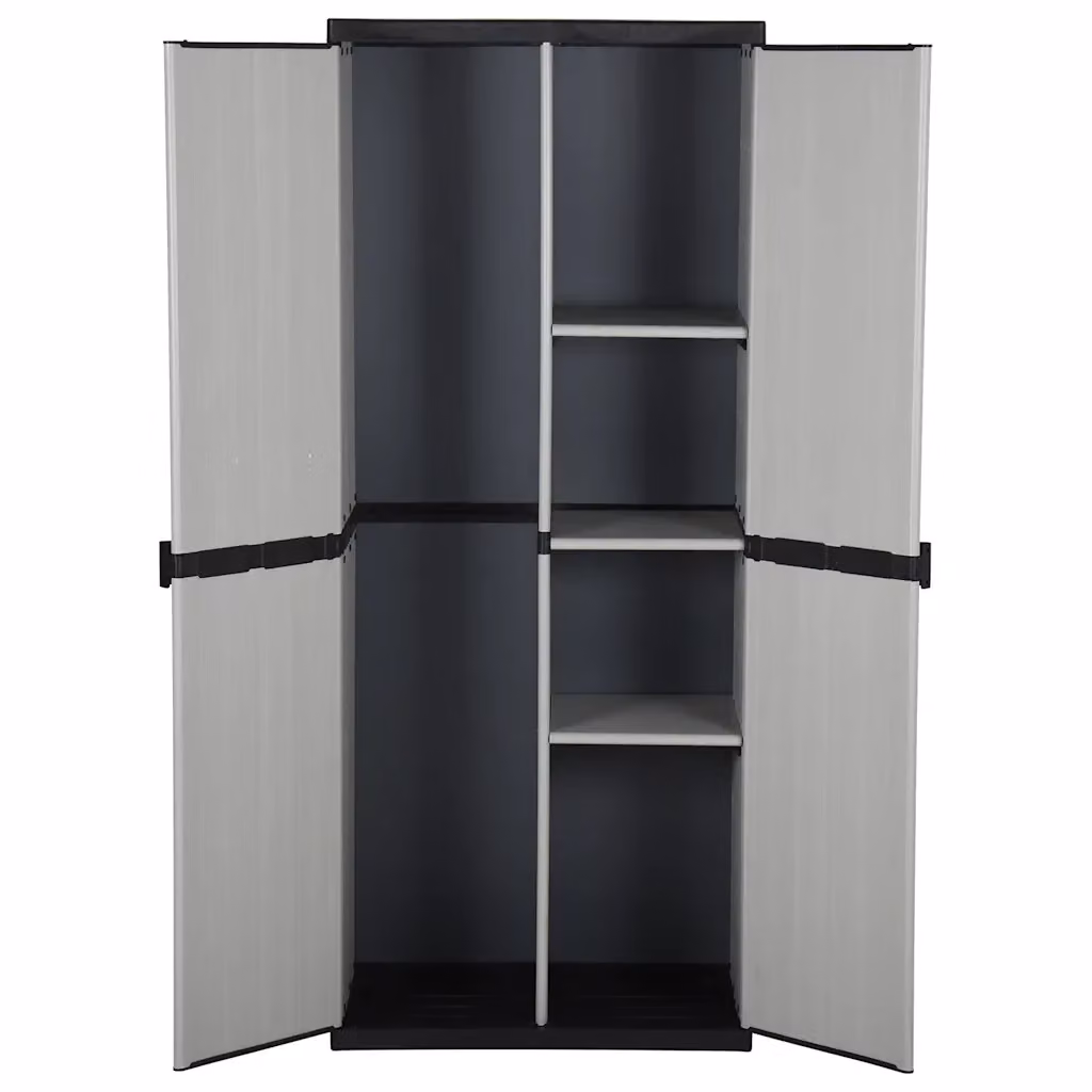Armadietto da giardino vidaXL con ripiani interni e serratura, Grigio e Nero, L: 68 cm, P: 40 cm, H: 168 cm – 2