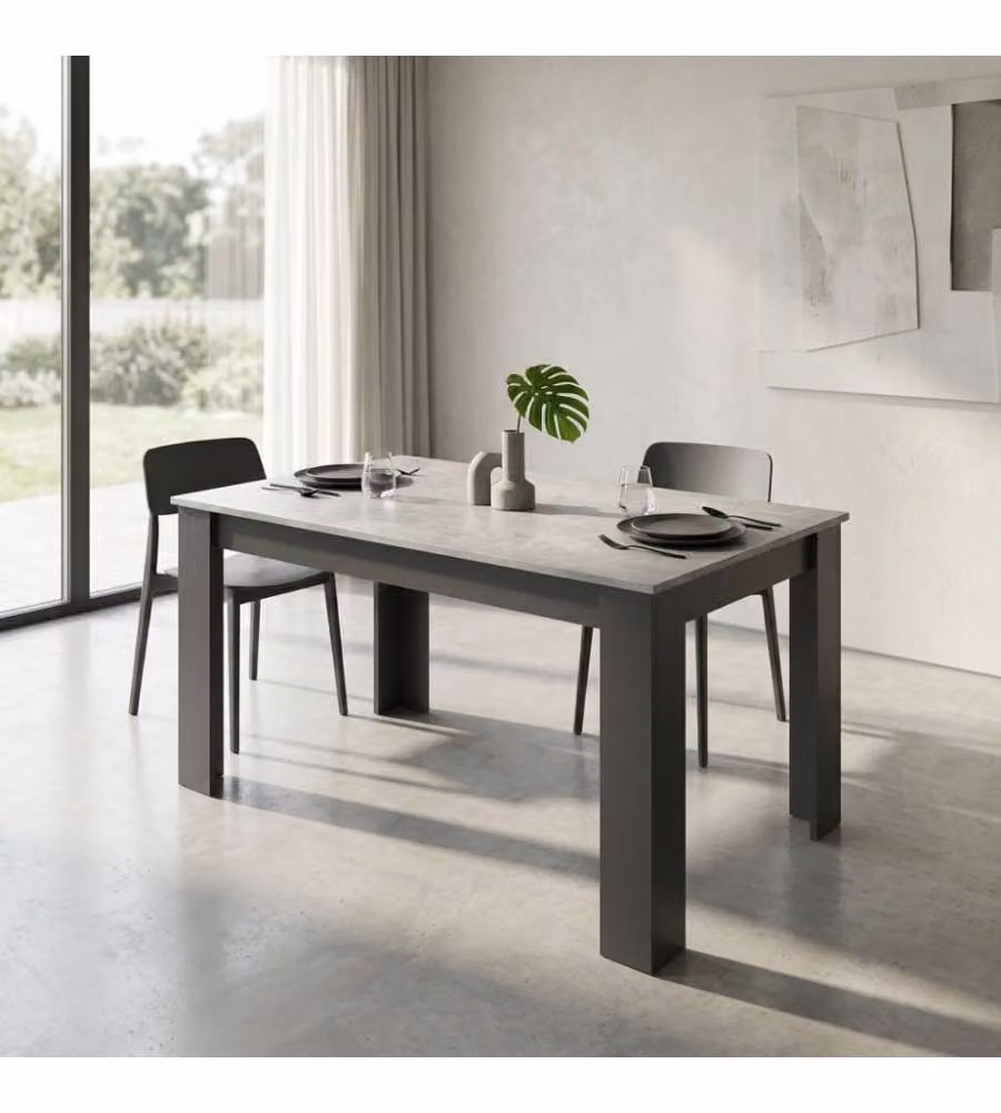 Cosma Tavolo Rettangolare Pepper Antracite e Grigio Cemento L: 160 cm, P: 80 cm, H: 75 cm