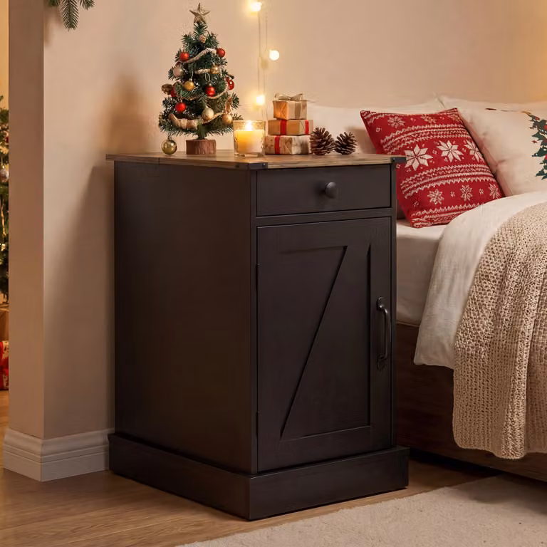 Comodino Costway moderno con vassoio rimovibile e cassetto, colore nero