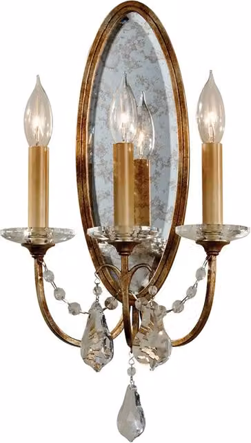 Applique Classica Valentina Acciaio Bronzo Ossidato Vetro 3 Luci E14