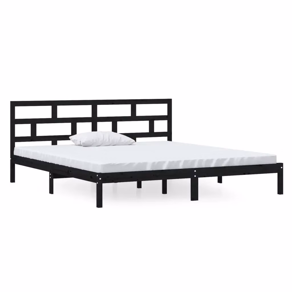 Giroletto nero in legno massello di pino vidaXL L/P: 140 x 190 cm – 2