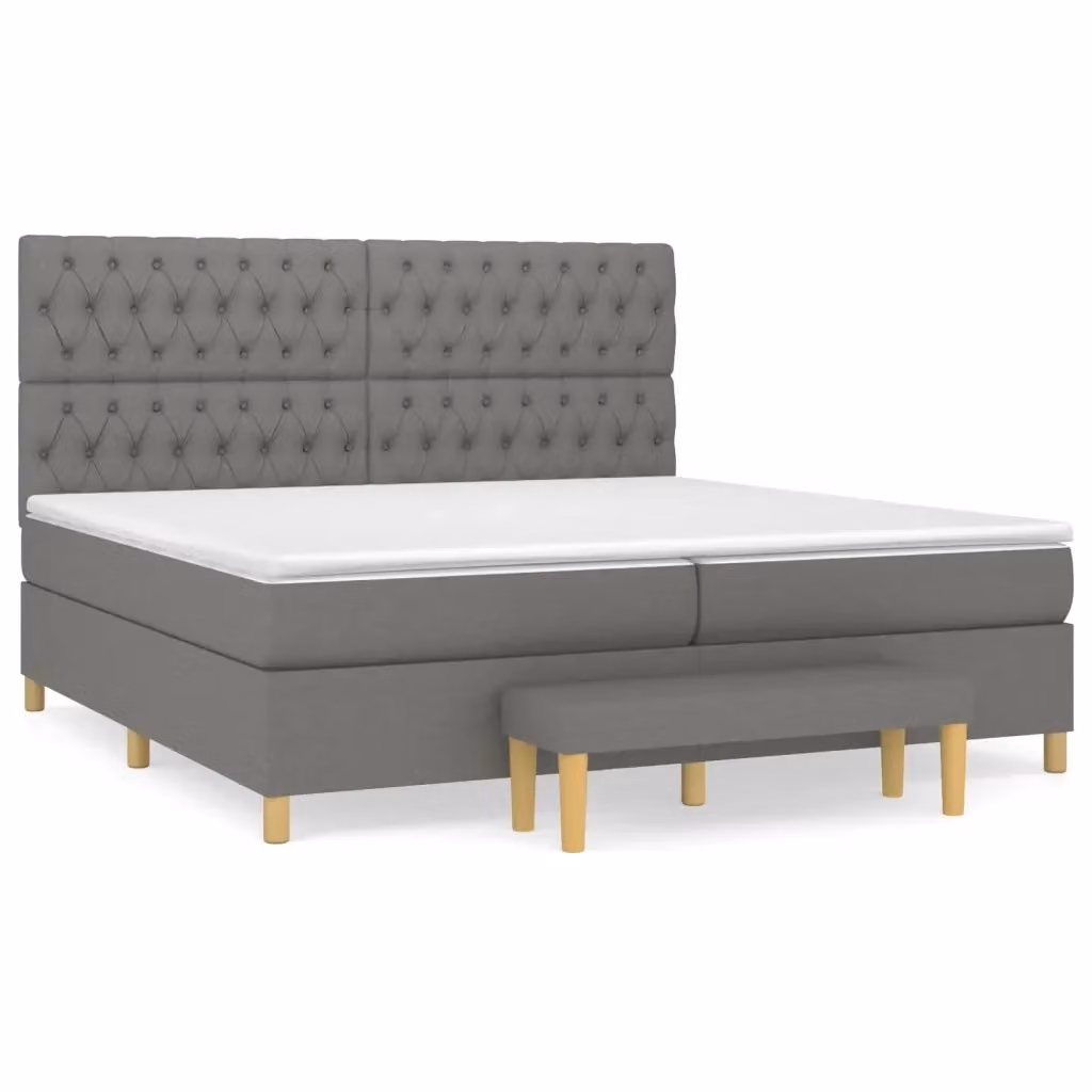 vidaXL Letto Ibrido con Giroletto a Molle e Materasso in Tessuto Grigio e Bianco, L/P/H: 200 x 200 x 28 cm – 2