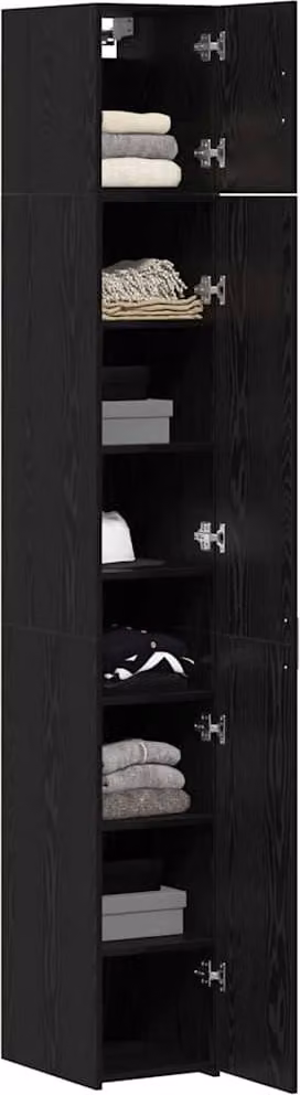 Armadio 2 pcs Rovere Nero 30 x 42,5 x 225 cm