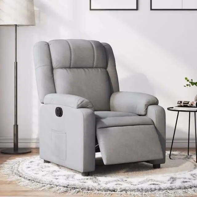 Poltrona Elettrica Reclinabile-Divano Sedia Grigio Chiaro in Tessuto 204360