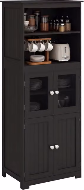 Mobile contenitore con 4 ante e 2 ripiani aperti ¨C Xylo ¨C Nero 60x30x162cm