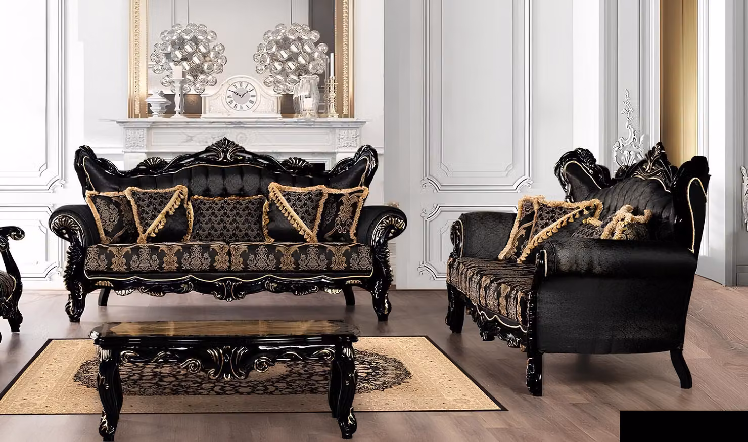 Sofagarnitur 3+3 Sitzer Sofa Sessel Sofas Luxus Garnitur Set Polyester Stoff