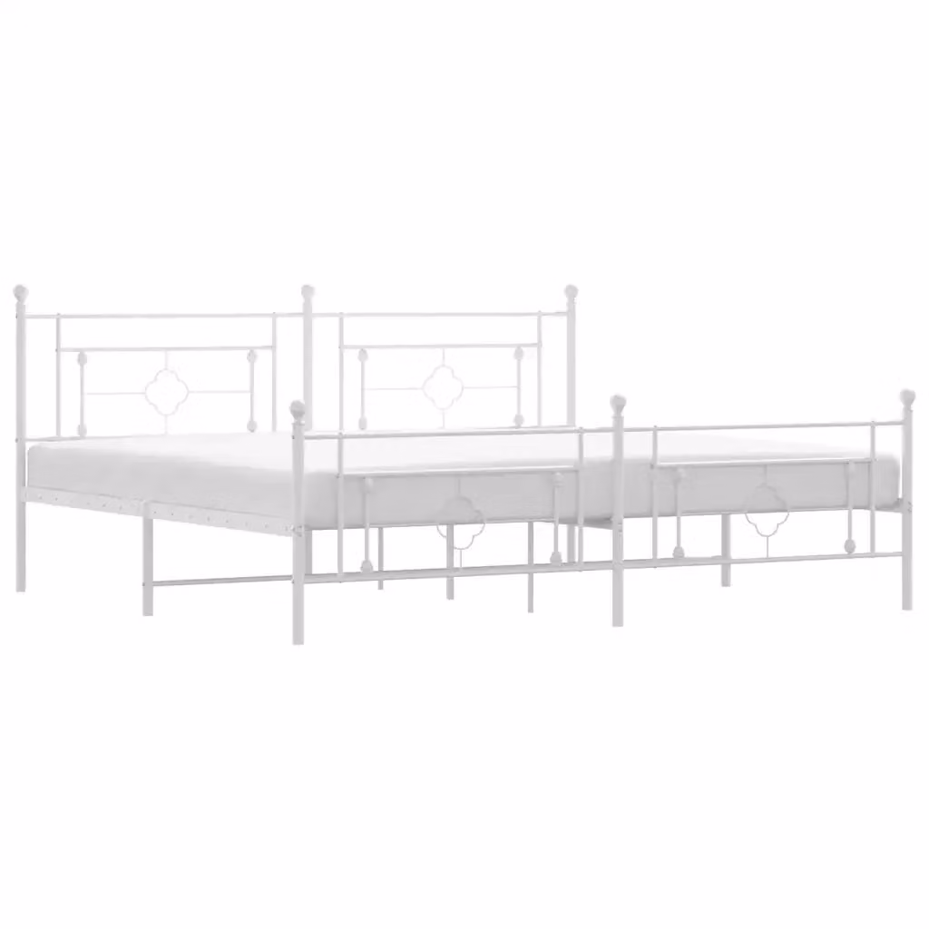 Giroletto con testiera e pediera in metallo bianco vidaXL L: 198 cm, P: 207 cm, H: 97 cm – 2