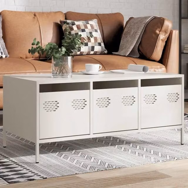 Tavolino rettangolare bianco vidaXL in metallo con finitura opaca L: 101,5 cm, P: 50 cm, H: 43,5 cm – 1