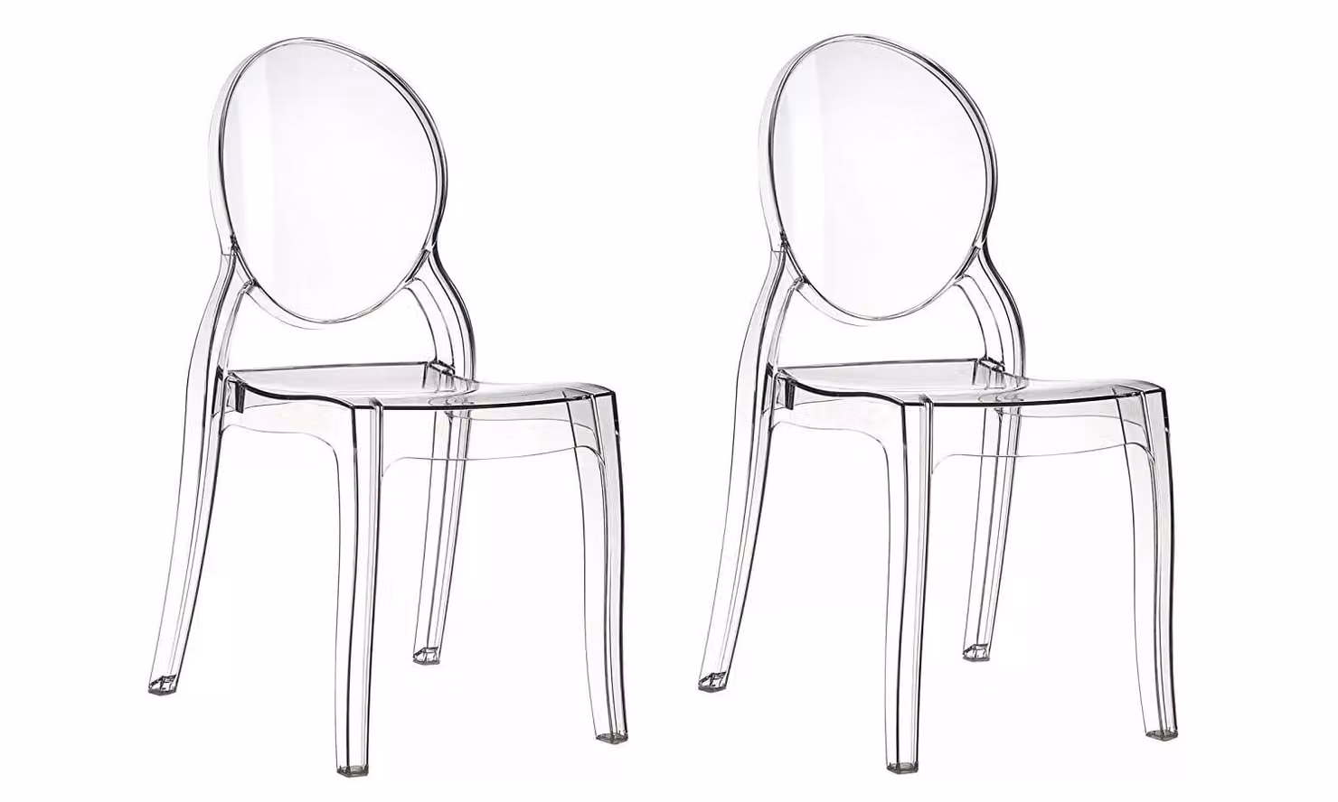 Set di 4 sedie moderne in polipropilene trasparente per interno ed esterno Mobili 2G L/P/H: 48,5 x 50,5 x 94 cm