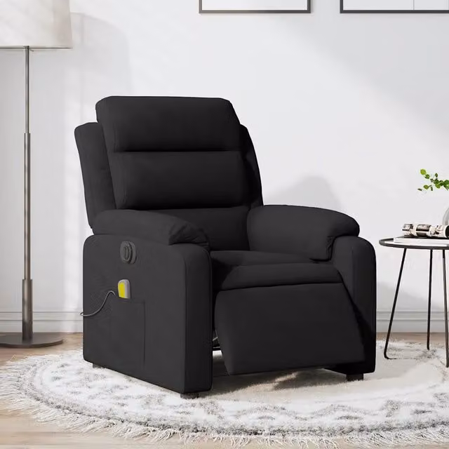 Divano Sedia-Poltrona Massaggiante Reclinabile Elettrica Nera in Velluto 432279