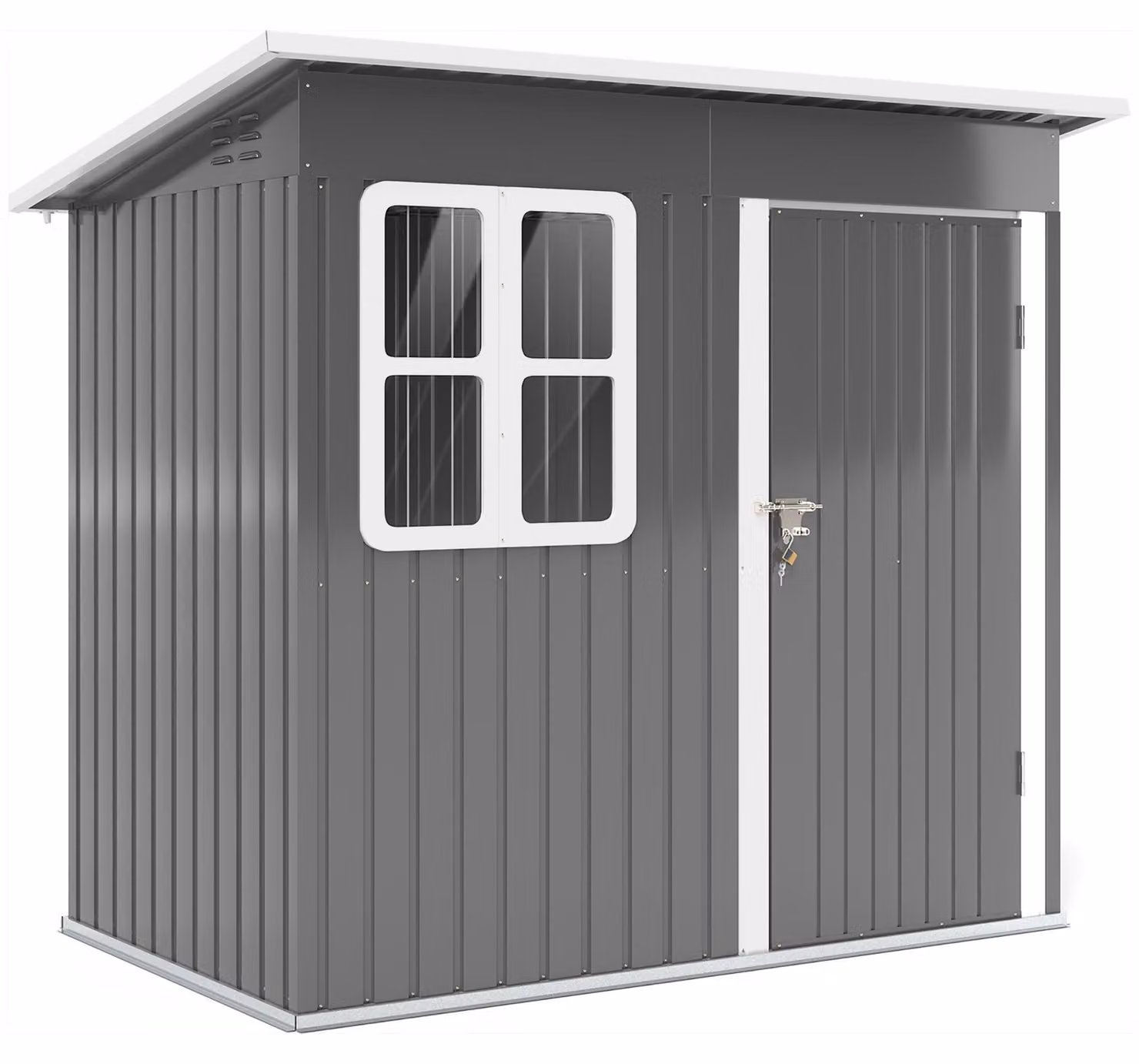 Moonbite, capanno da giardino di 2,55 m² con porta e finestra chiudibili a chiave, tetto a falda realizzato in acciaio zincato, garage per biciclette, dimensioni 211x133x190 cm, colore grigio scuro