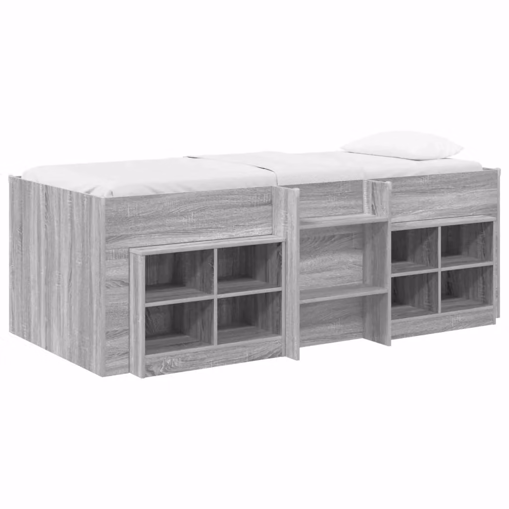 Letto a soppalco singolo con mobile vidaXL grigio L/P/H: 203 x 100 x 119,5 cm – 2