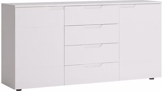 Cassettiera Paris 160x40x81,5 cm bianco lucido a 2 ante senza maniglie