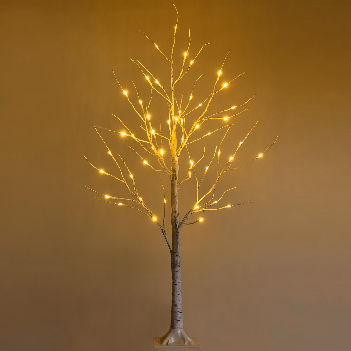 COSTWAY Albero luminoso a LED da 120 cm, albero di betulla con luci LED bianco caldo, albero di Natale artificiale, abete, albero di Natale, albero artificiale, albero decorativo