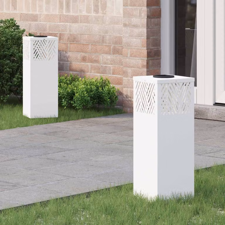 Set di 2 faretti LED solari vidaXL per sentieri e giardino, luce bianco caldo, L/P/H: 18 x 18 x 50 cm