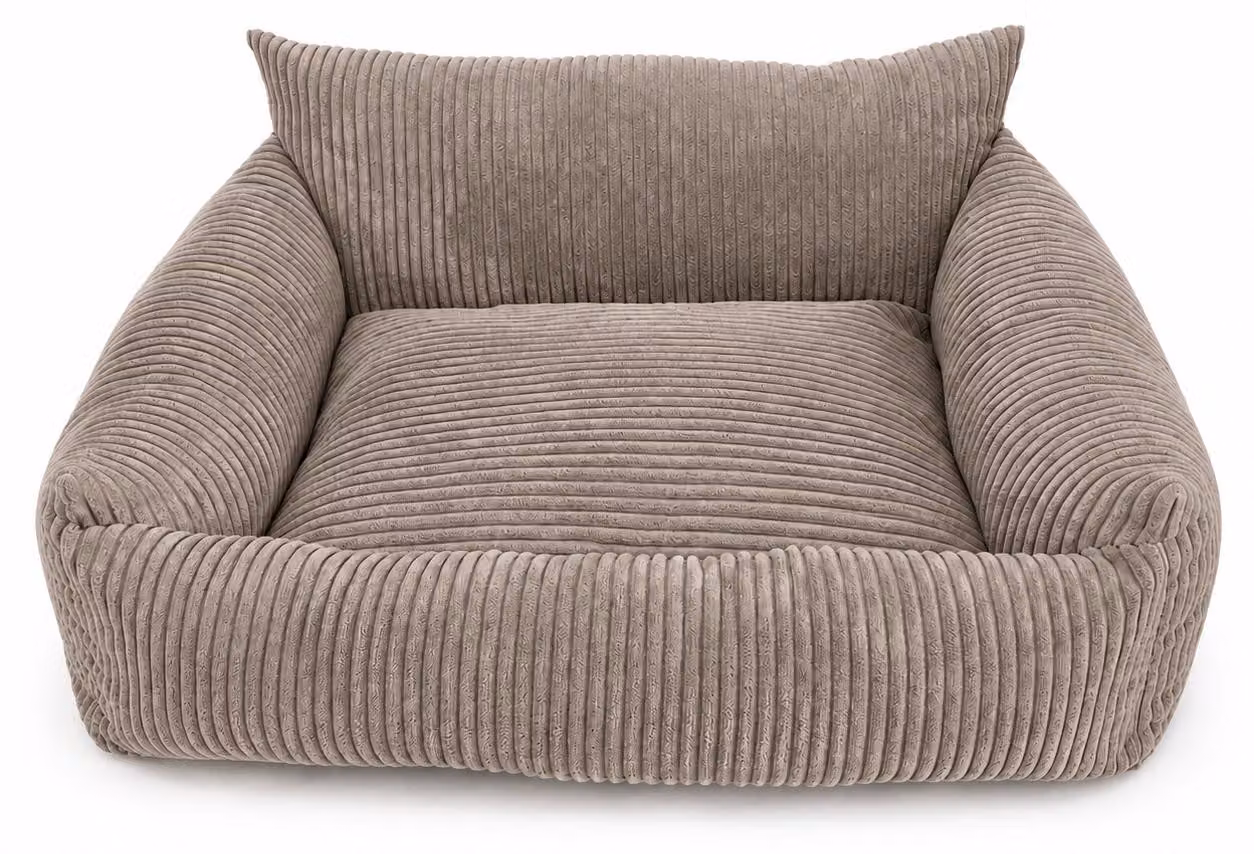 PURRE Lodie: Divano per cani, cuccia, tessuto cord, visco, colore nocciola, taglia S, dimensioni 70x55x30 cm