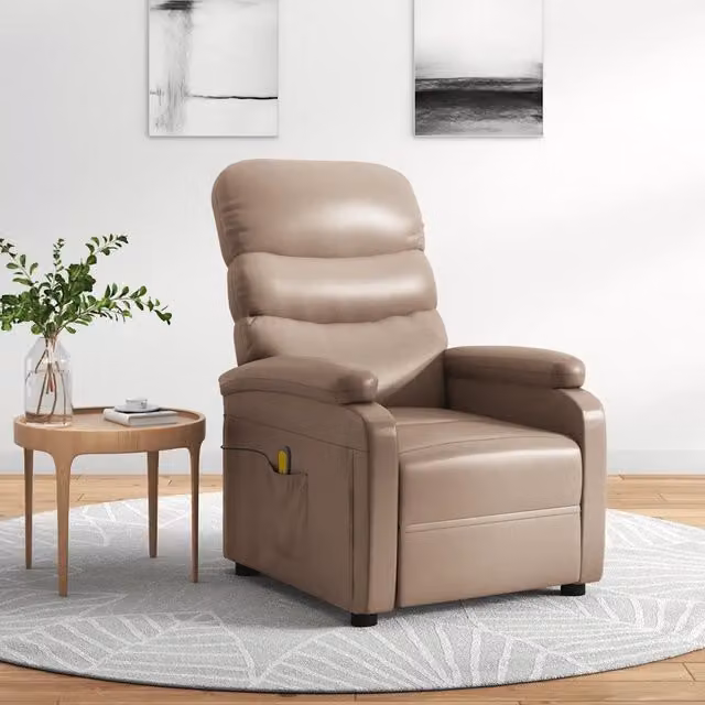 Poltrona relax reclinabile vidaXL in similpelle beige con braccioli e imbottitura in schiuma