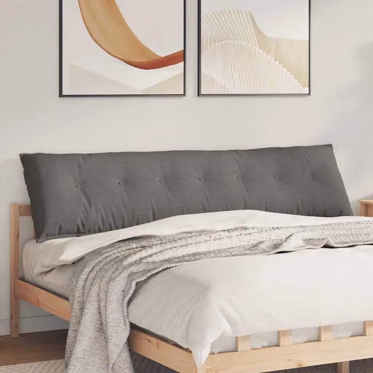 Cuscino per schiena vidaXL in tessuto di velluto a coste grigio, L 200 cm x P 50 cm